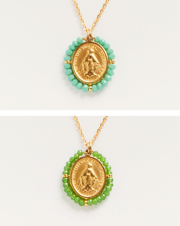 Two Santa Maria medals: Emerald Green and Aqua