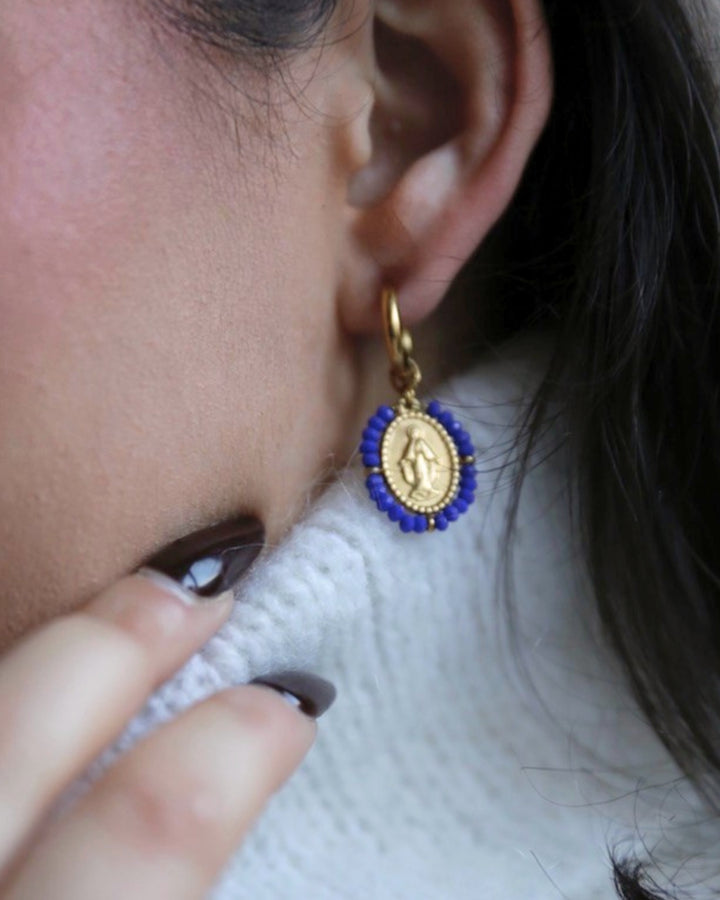 Santa Hoops Earrings - Cobalt