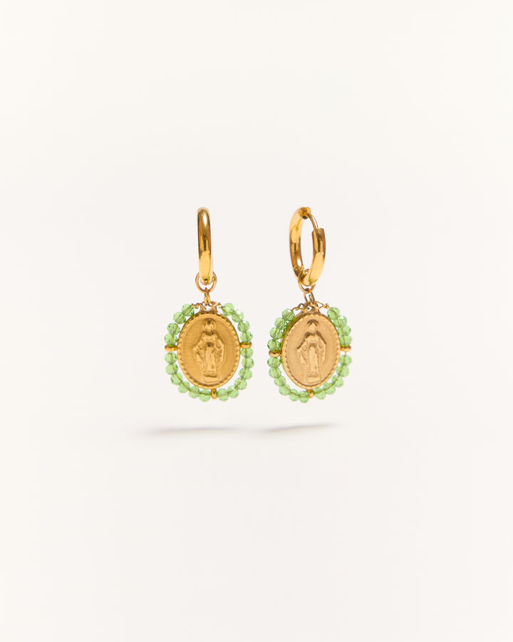 Santa Hoops Earrings - Transparent Green - Palas