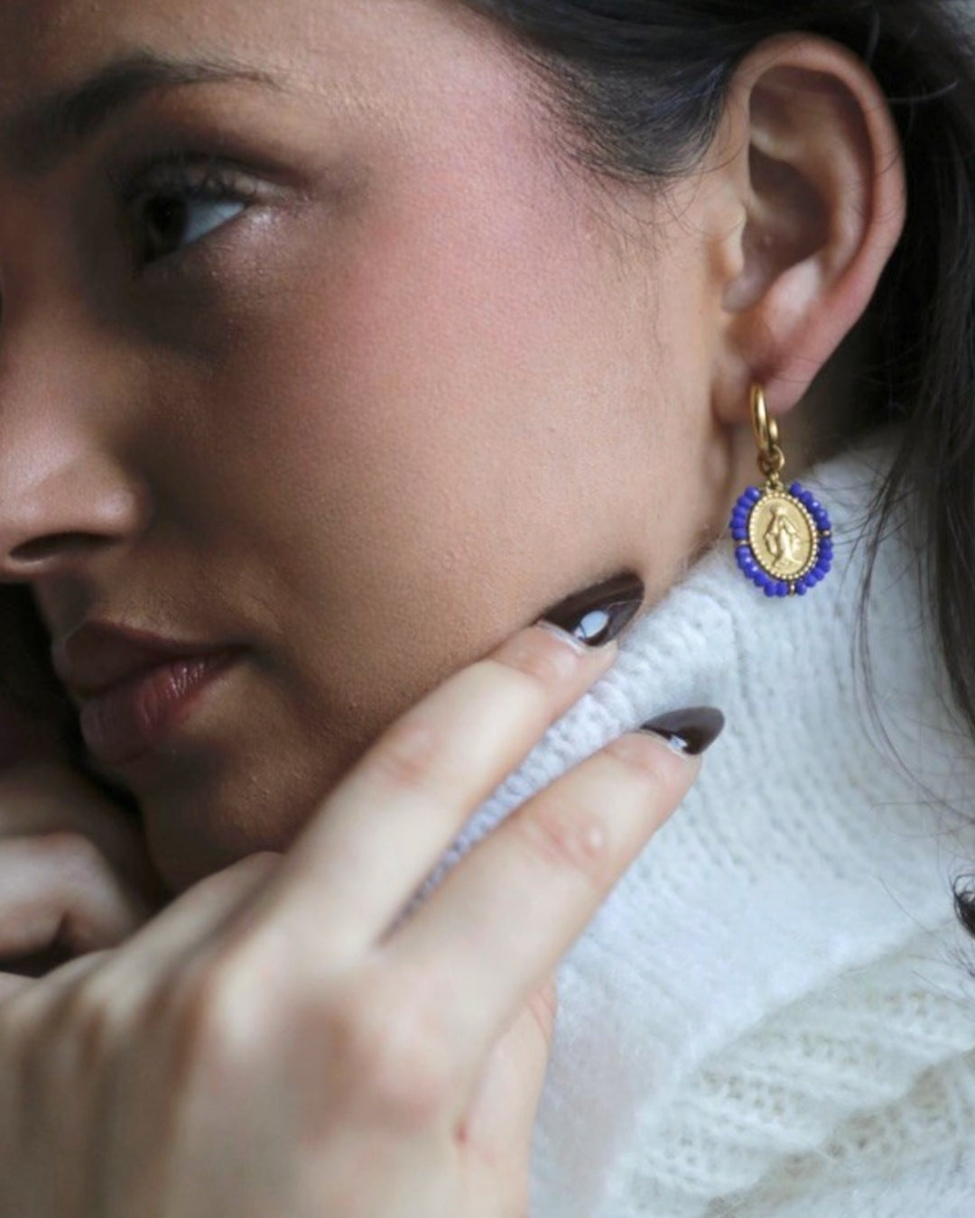 Santa Hoops Earrings - Cobalt