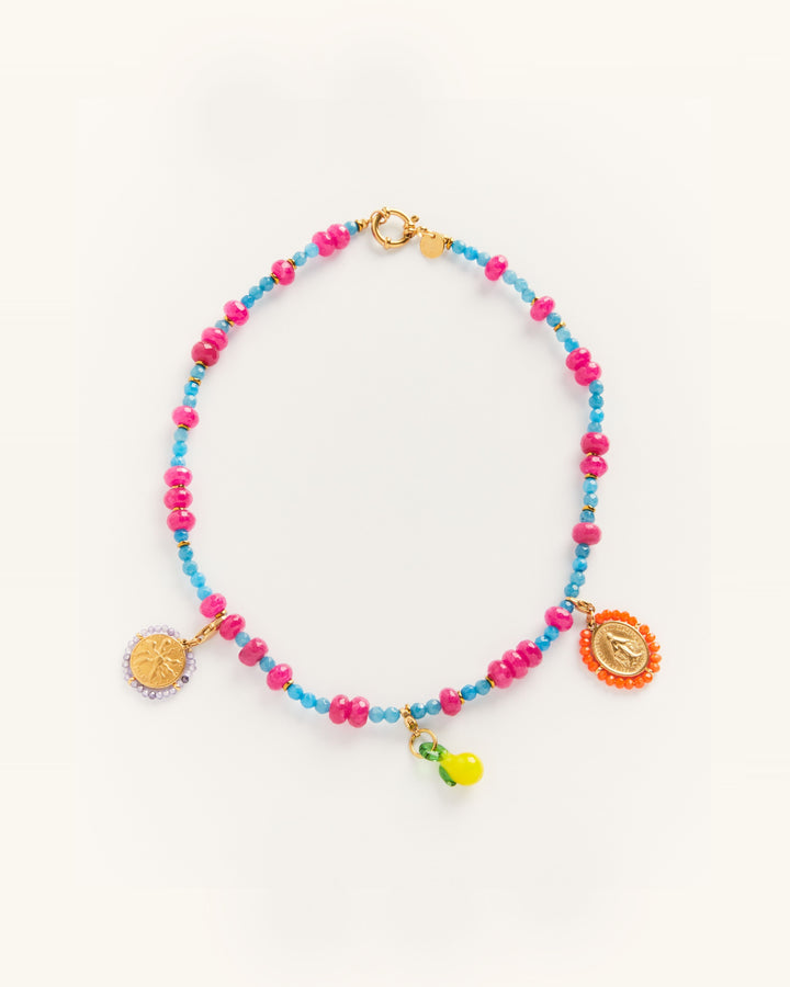 Colorful choker and delightful charms - Choker & Charms Set