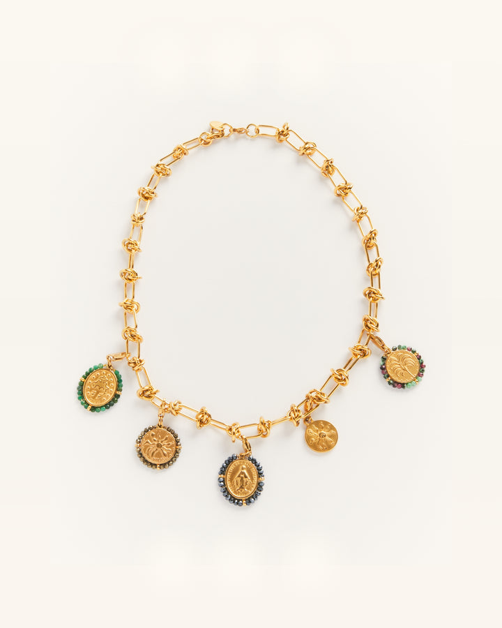 Dazzling Necklace with Colourful Charms - Choker & Charms Set